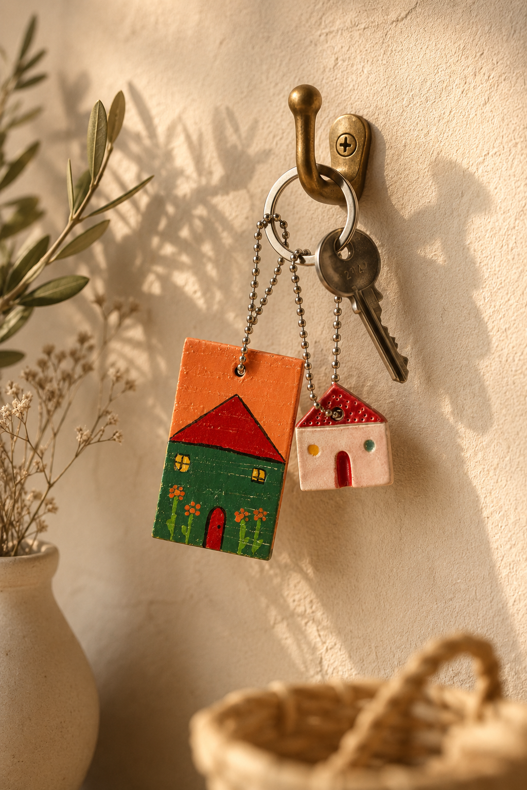 Ceramic house keychain